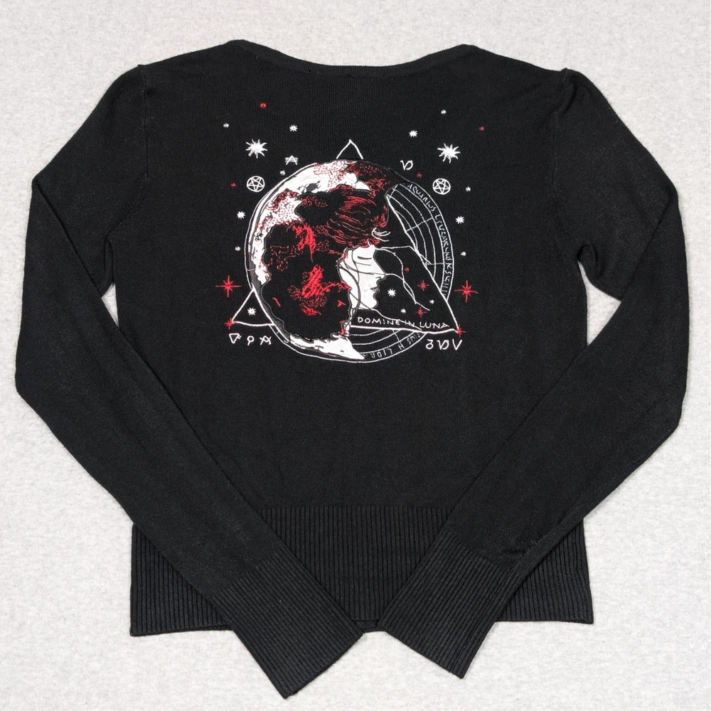 Jawbreaker Gothic Celestial Cardigan Medium Astrology Sweater Lady in the Moon